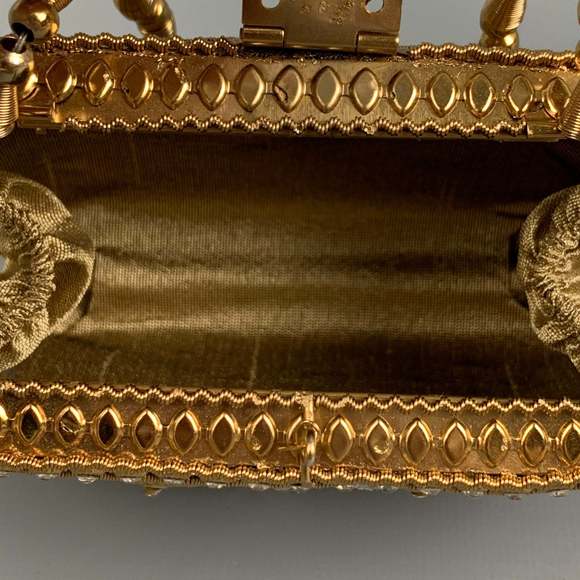 VINTAGE Gold Metallic Rhinestone Mini Bag - Picture 5 of 5